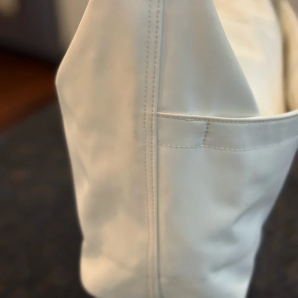 Coach White Nylon Leatherwear Hobo Bag with Tassel